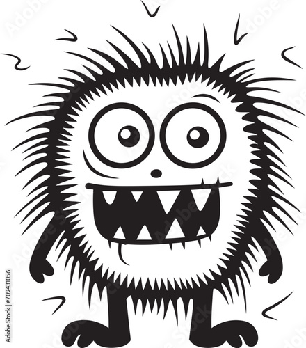 Charmingly Quirky Doodle Monster Logo Design Playful Peculiarity Black Emblem for Cute Monsters