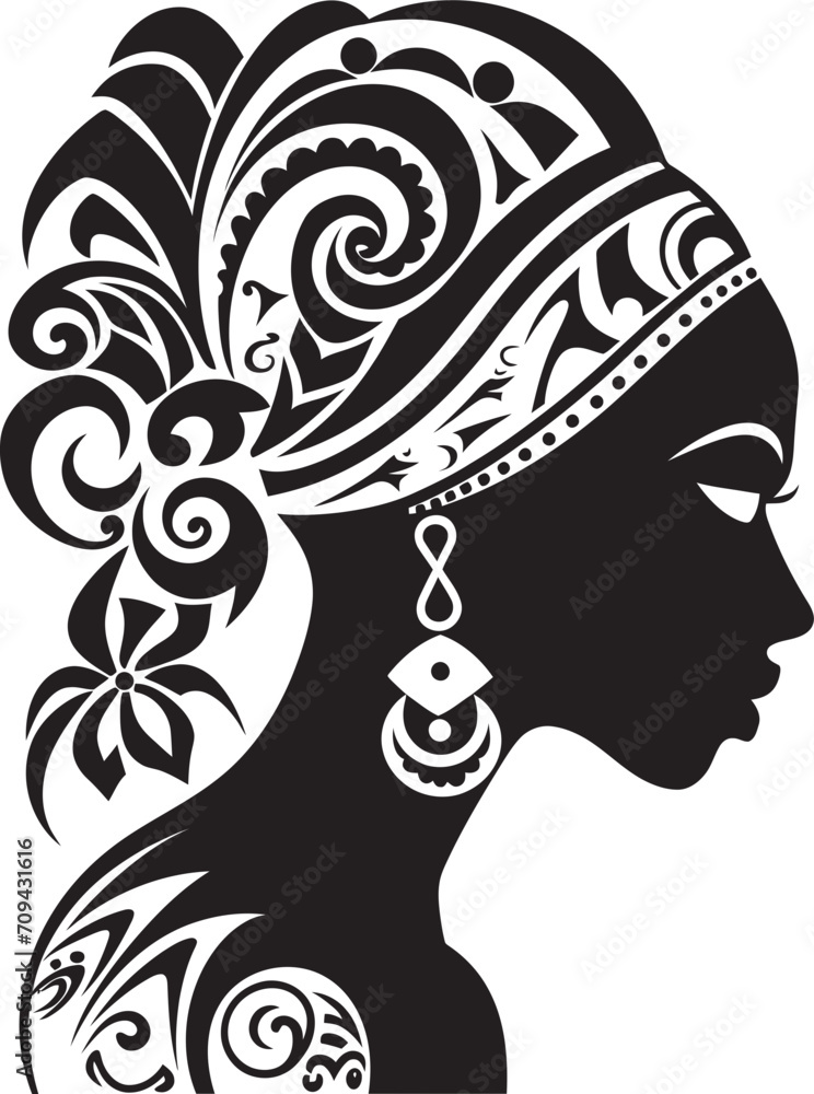 Majestic Maven Ethnic Woman Emblem in Black Cultural Essence Black Logo for Tribal Woman Face Majestic Maven Ethnic Woman Emblem in Black Cultural Essence Black Logo for Tribal Woman Face