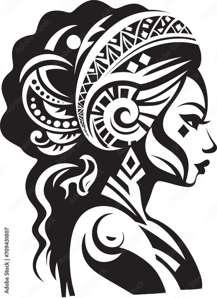 Artistry of Ancients Ethnic Woman Vector Glyph Divine Lines Black Icon for Woman Face Design Artistry of Ancients Ethnic Woman Vector Glyph Divine Lines Black Icon for Woman Face Design