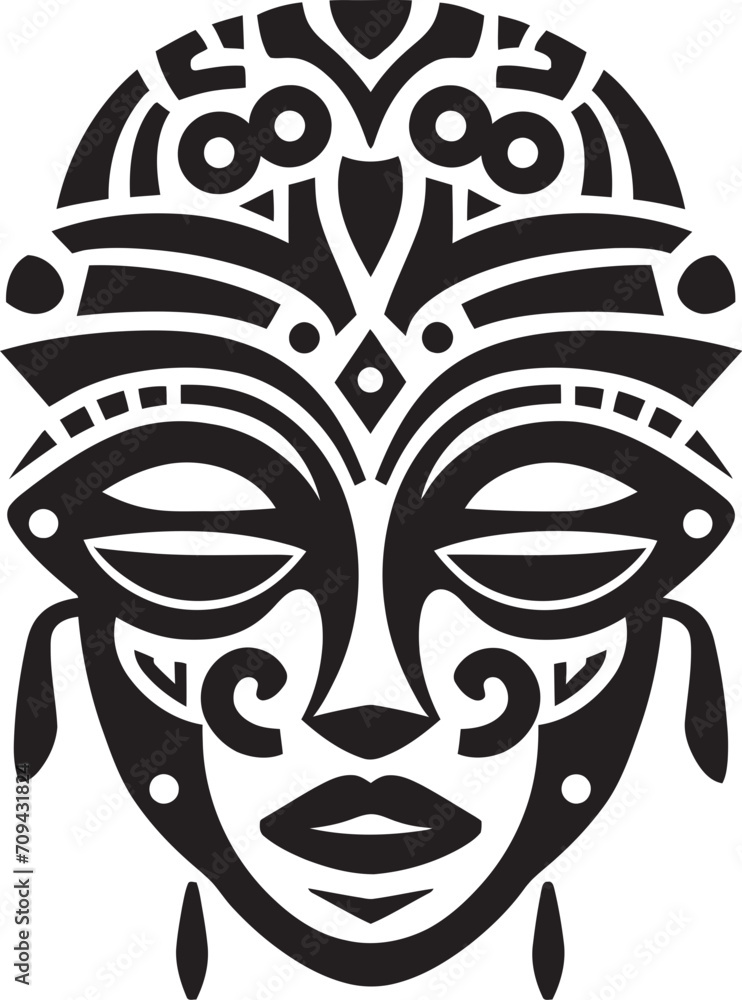 Naklejka premium Empowered Heritage Black Logo for Tribal Woman Face Artistry of Ancients Ethnic Woman Vector Glyph