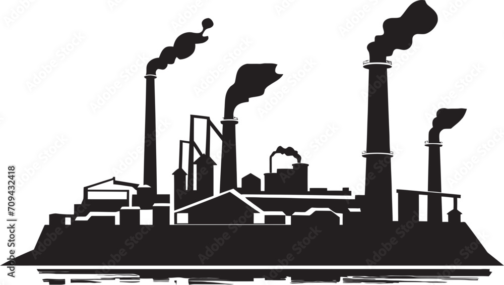 Innovation Nexus Striking Monochrome Icon Depicting Advanced Industrial Plant Streamlined Brilliance Vector Glyph for Black Logo in Futuristic Factory Design Innovation Nexus Striking Monochrome Icon Depicting Advanced Industrial Plant Streamlined Brilliance Vector Glyph for Black Logo in Futuristic Factory Design