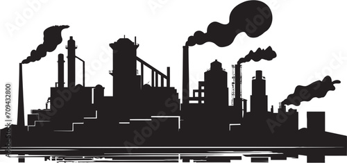 Sleek Assembly Black Icon for Production Plant Logo Steel Symmetry Industrial Factory Design in Vector Black