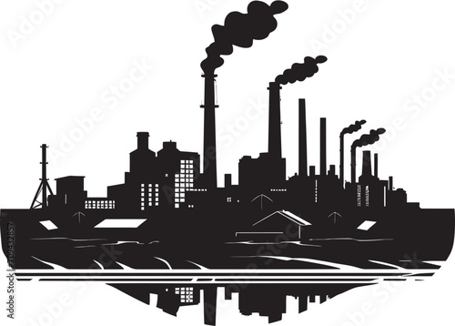 Precision in Pixels Factory Icon in Black Dynamic Assembly Vector Black Logo for Production Facility