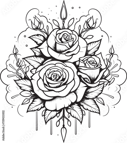 Wallpaper Mural Intricate Blossoms Vector Glyph for Lineart Rose Emblem in Black Silhouette Serenade Black Emblem of a Lineart Rose Icon Torontodigital.ca