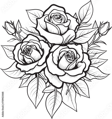 Wallpaper Mural Enchanting Lines Vector Emblem of a Black Lineart Rose Botanical Symphony Monochrome Icon of a Lineart Rose Design Torontodigital.ca