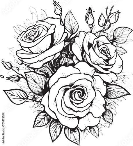 Wallpaper Mural Velvet Blooms Vector Logo for a Timeless Lineart Rose Design Linear Grace Black Glyph Illustrating a Lineart Rose Torontodigital.ca