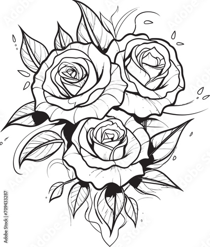 Wallpaper Mural Fine Etchings Elegant Rose Vector Logo with Black Lines Ink Sketch Romance Artful Rose Design in Vector Black Torontodigital.ca