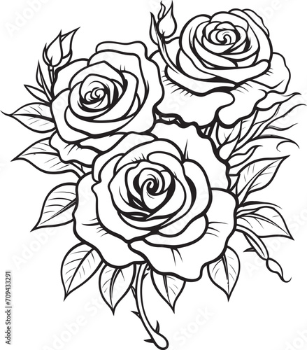 Abstract Bloom Monochrome Rose Icon with Striking Line Art Linear Botany Black Vector Logo Showcasing Rose in Artful Lines