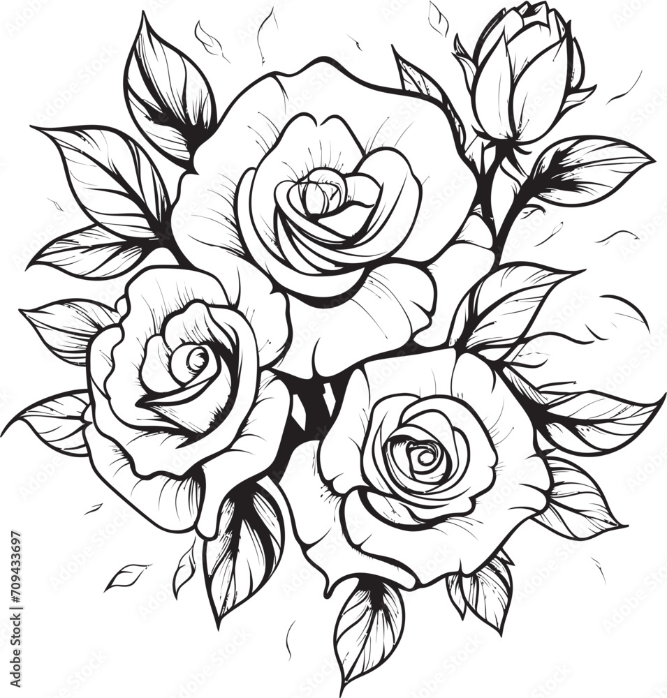 Blossom Noir Lineart Rose Emblem in Monochrome Black Graphite Elegance Black Logo Showcasing a Lineart Rose Design