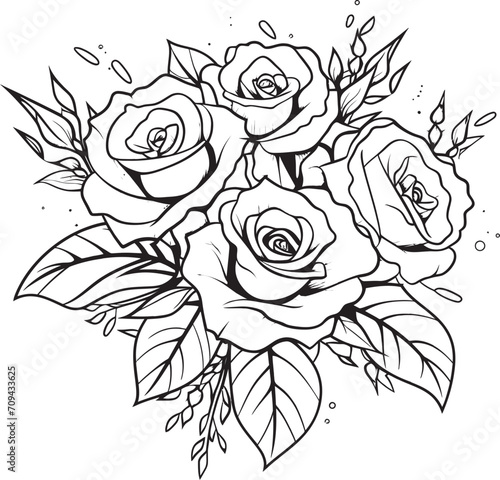 Graphite Elegance Lineart Rose Icon in Bold Black Eternal Roses Black Logo for a Timeless Lineart Rose