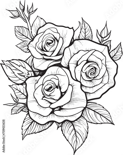 Wallpaper Mural Ink Drawn Petals Vector Glyph Showcasing a Black Lineart Rose Enigmatic Blooms Lineart Rose Emblem in Monochrome Black Torontodigital.ca
