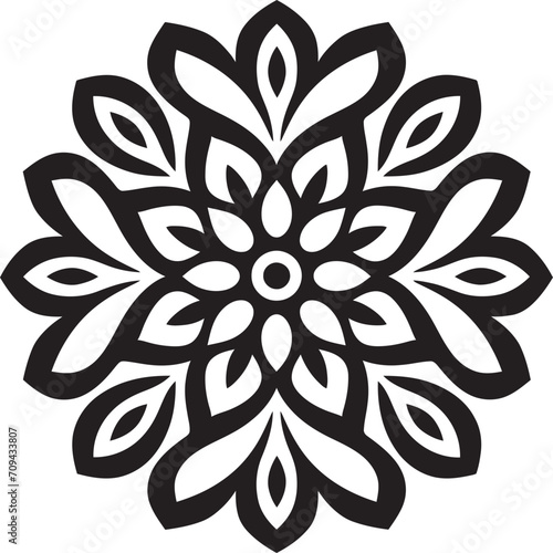 Sacred Geometry Symphony Vector Black Logo with Mandala Pattern Ethereal Elegance Monochromatic Mandala Design in Vector Black
