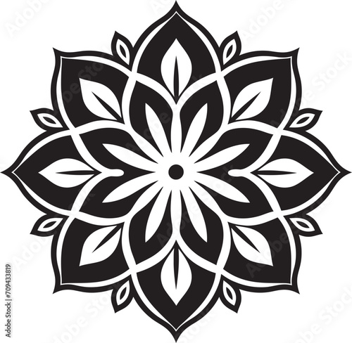 Spiritual Symmetry Elegant Mandala Logo in Striking Black Whirlwind of Wholeness Vector Black Logo with Mandala Pattern