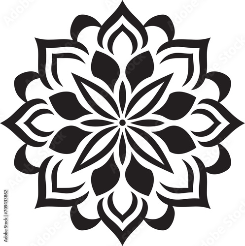 Whirlwind of Wholeness Vector Black Logo with Mandala Pattern Enchanting Radiance Monochromatic Mandala Design in Vector Black