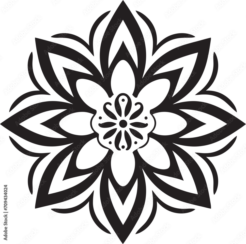 Transcendental Patterns Sleek Mandala Design Icon in Monochrome Vector Zenith of Zen Mandala Logo Featuring Intricate Vector Pattern in Black