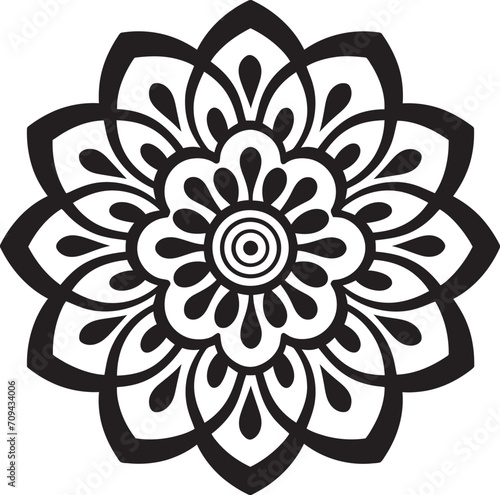 Spiritual Symmetry Elegant Vector Logo with Mandala Pattern Whirlwind of Wholeness Black Emblem Showcasing Mandala Design in Vector