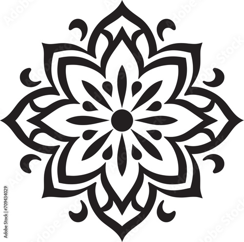 Sacred Geometry Unleashed Monochrome Mandala Logo with Elegant Vector Design Eternal Symmetry Black Emblem Showcasing Mandala in Vector