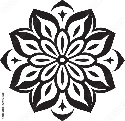 Infinite Serenity Black Logo Featuring Vector Mandala Pattern Spiritual Spirals Elegant Mandala Design in Vector Black