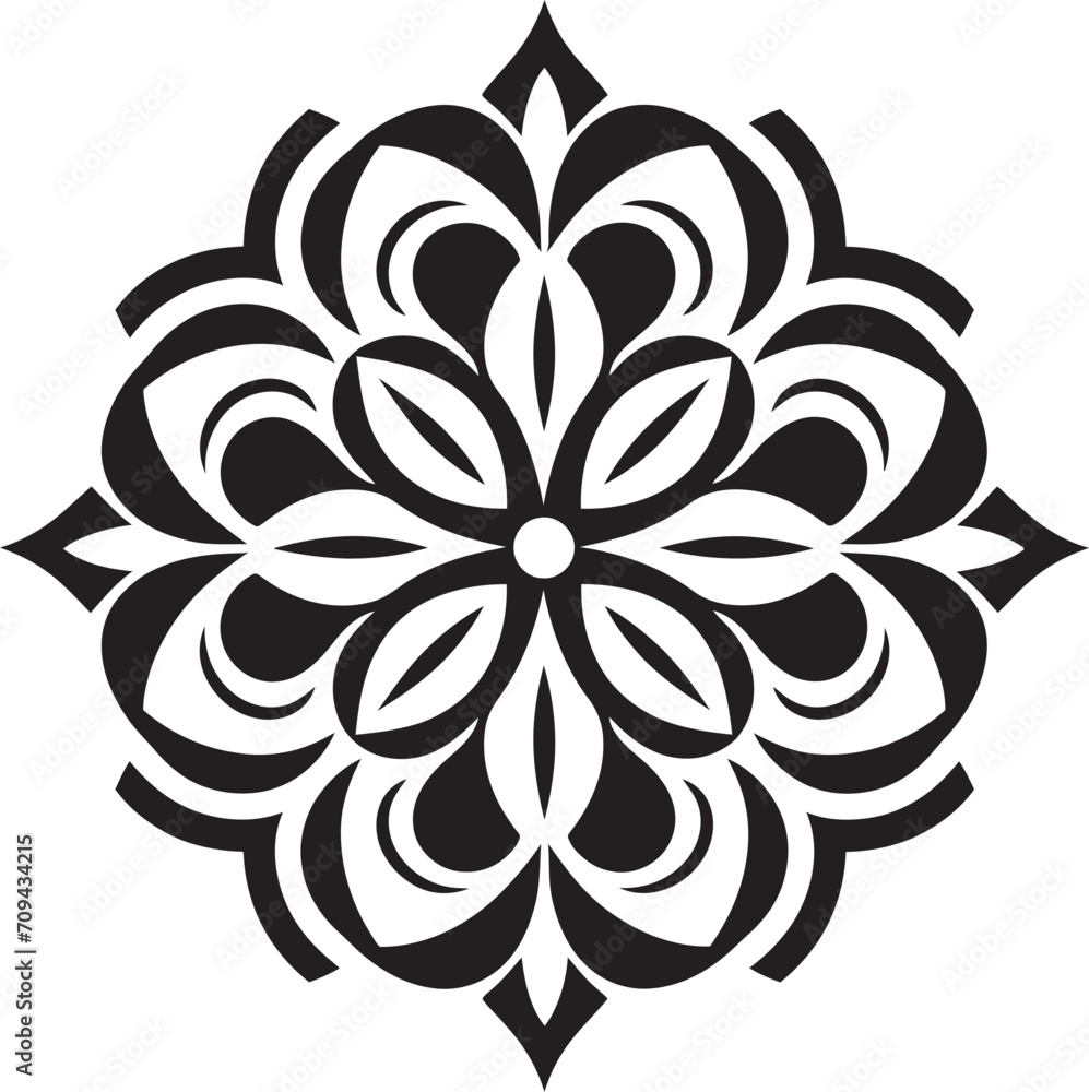 Fototapeta premium Divine Radiance Vector Mandala Logo Depicting Sleek Black Pattern Soulful Symmetry Black Logo with Mandala Design in Elegant Vector