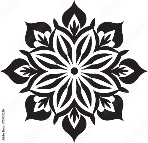 Zenith of Zen Vector Black Logo with Intricate Mandala Pattern Wholeness Whisper Mandala Icon in Sleek Black Vector