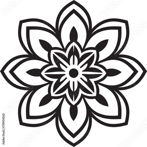 Zenith of Zen Mandala Logo Depicting Elegant Black Pattern in Vector Wholeness Whisper Monochrome Emblem Featuring Mandala Design in Sleek Vector