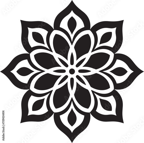 Zenith of Zen Mandala Logo Featuring Intricate Vector Pattern in Black Wholeness Whisper Elegant Black Emblem with Mandala Design in Vector