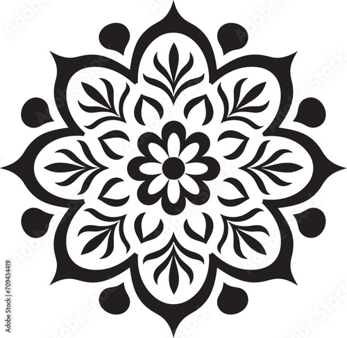 Wholeness Whisper Elegant Black Emblem with Mandala Design in Vector Cultural Essence Mandala Icon in Monochrome Black Logo