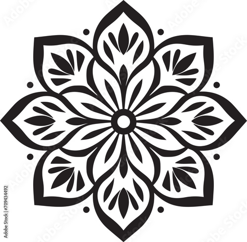 Sacred Geometry Symphony Black Emblem Showcasing Mandala Design in Vector Enchanting Elegance Monochrome Mandala Logo with Intricate Vector