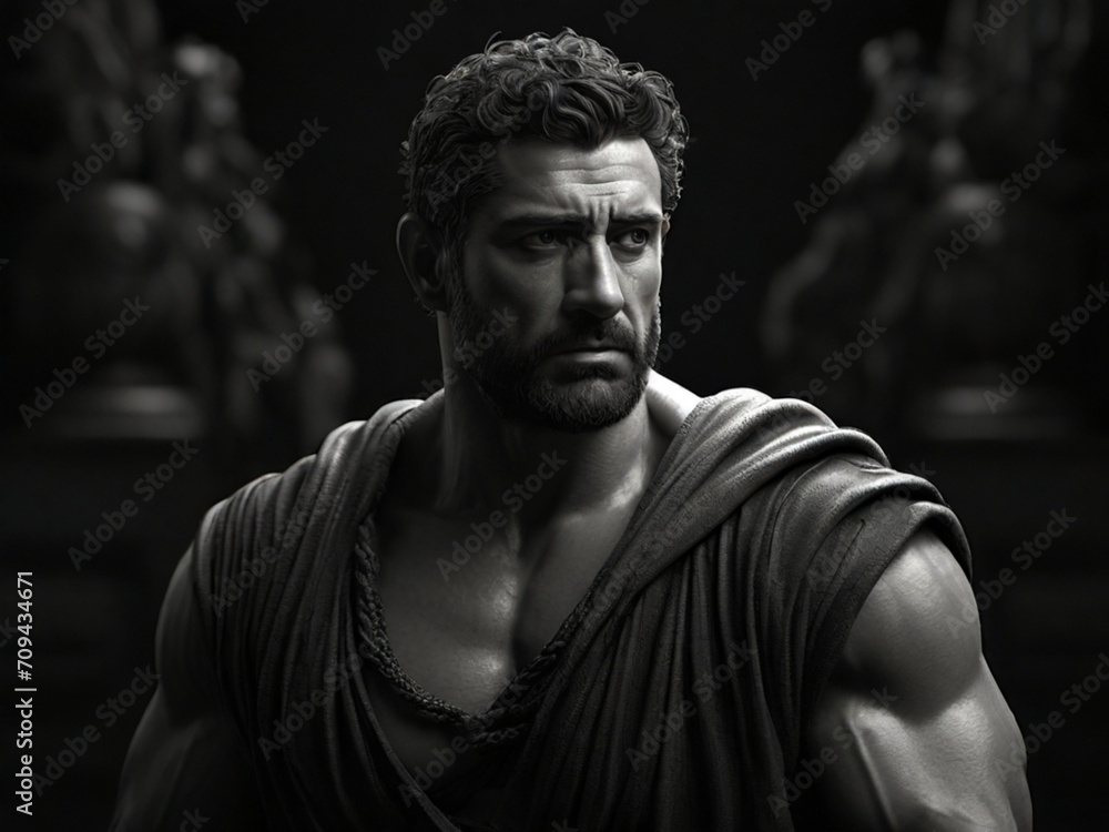 stoic man with deep and strong gaze black and white image stoic man with deep and strong gaze black and white image