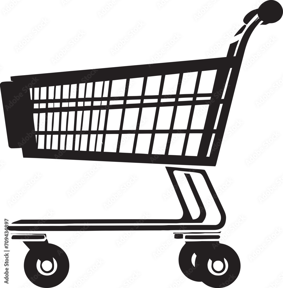Elegant Cartography Elegant Vector Logo with Shopping Trolley Icon in Black Market Maven Sleek Vector Logo Depicting Shopping Trolley Design in Black
