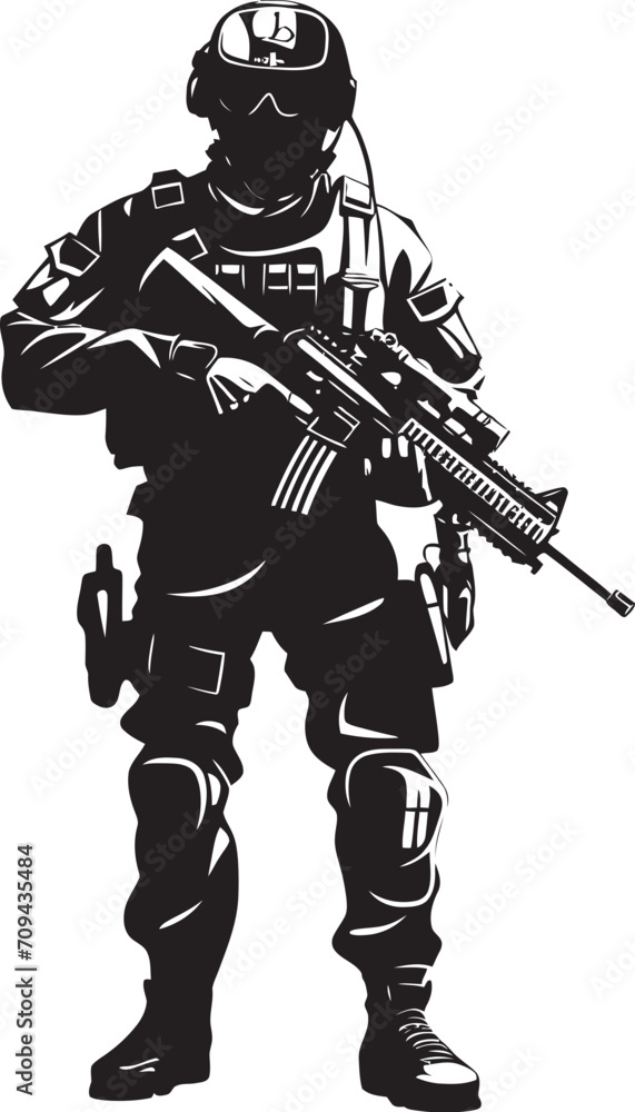 Stealth Guardians Vector Black Logo Design for SWAT Police Authority Tactical Resilience Monochrome SWAT Police Emblem in Sleek Vector