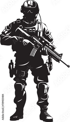 Stealth Guardians Vector Black Logo Design for SWAT Police Authority Tactical Resilience Monochrome SWAT Police Emblem in Sleek Vector