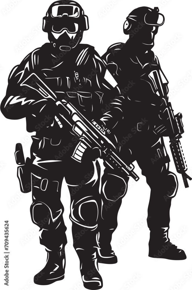 Shadow Guardians Vector SWAT Police Insignia Depicting Black Logo Design Rapid Response Icons Sleek Black Logo for SWAT Police Authority in Vector