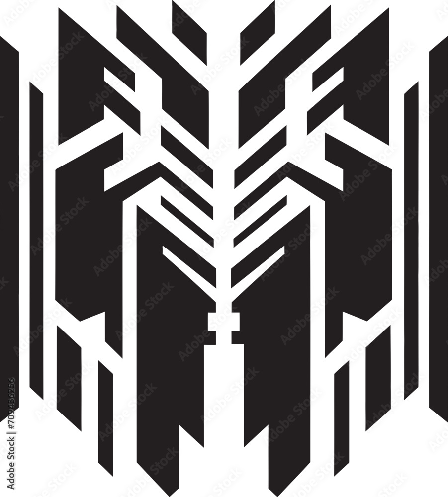 Infinite Abstraction Monochromatic Vector Logo with Abstract Black Geometric Patterns Dimensional Elegance Sleek Icon Design Featuring Geometric Patterns in Black