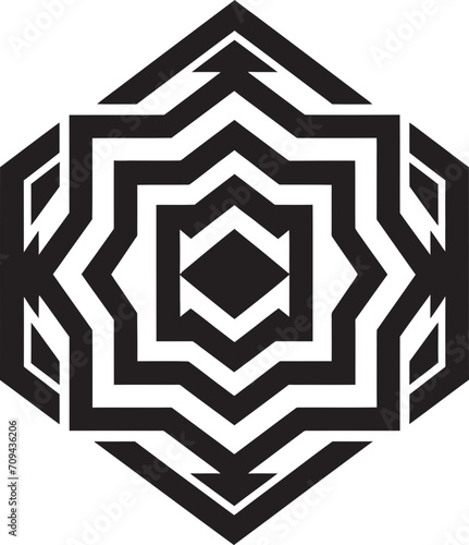 Mystic Geometry Monochromatic Emblem with Abstract Black Geometric Design in Vector Ephemeral Lines Abstract Black Logo Design with Vector Geometric Elements