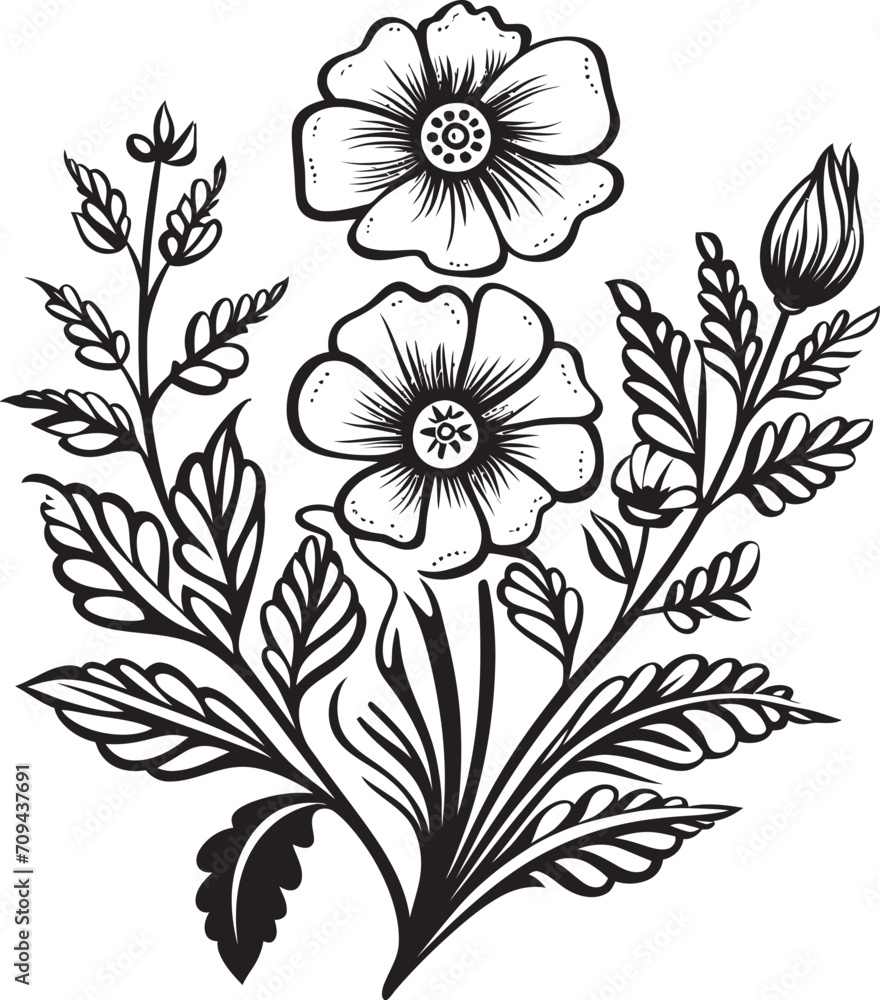 Blossoms in Harmony Monochromatic Vector Logo with Black Florals Sculpted Petals Elegant Black Icon Illustrating Botanical Design Blossoms in Harmony Monochromatic Vector Logo with Black Florals Sculpted Petals Elegant Black Icon Illustrating Botanical Design
