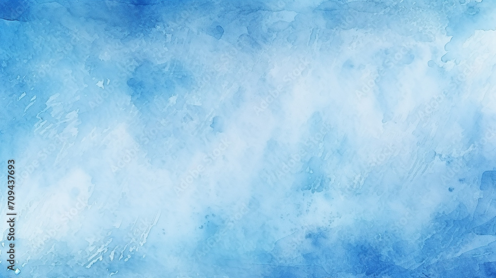 Fototapeta premium blue and white winter watercolor ombre leaks and splashes text