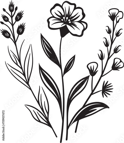 Infinite Blossoms Elegant Emblem with Vector Logo in Black Timeless Garden Chic Black Icon Illustrating Botanical Florals