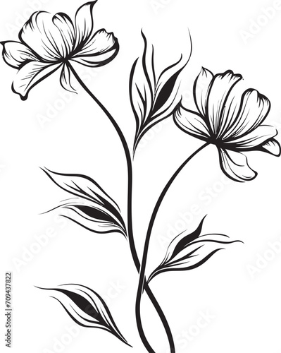 Botanical Beauty Monochrome Emblem Featuring Elegant Floral Design Whispers of Nature Black Icon with Vector Logo of Botanical Blooms