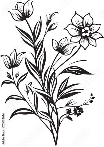 Infinite Blossoms Elegant Emblem, Vector Logo in Black Timeless Garden Chic Black Icon for Botanical Florals