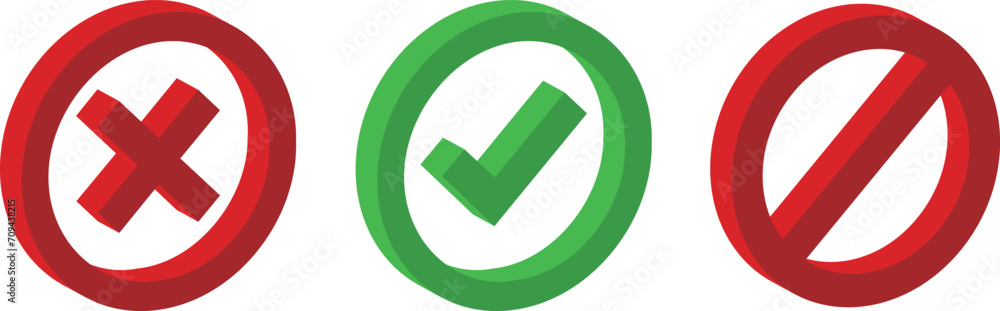 true false question button right wrong and denied green and red 3d vector button true false question button right wrong and denied green and red 3d vector button