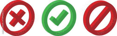 true false question button right wrong and denied green and red 3d vector button