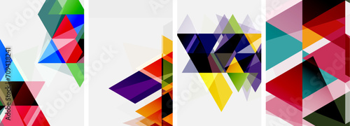 Colorful bright triangles with various colors and transparencies. Vector illustration For Wallpaper, Banner, Background, Card, Book Illustration, landing page