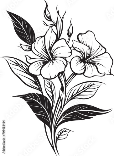 Sculpted Elegance Timeless Vector Logo Featuring Black Botanicals Petals in Noir Elegant Black Icon Showcasing Botanical Floral Design