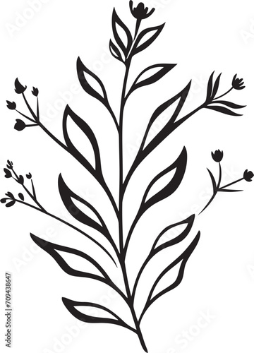 Botanical Beauty Monochrome Emblem Illustrating Black Floral Design Whispers of Nature Sleek Icon with Vector Logo of Botanical Florals