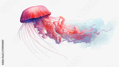 isolated jellyfish watercolor illustration