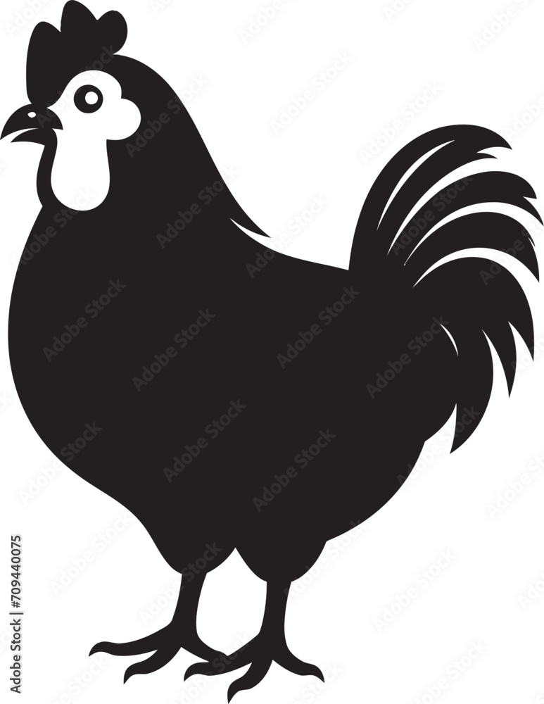 Clucking Classics Monochrome Emblem Illustrating Chicken Harmony Plucky Palette Sleek Black Vector Logo Design for Chicken Icon