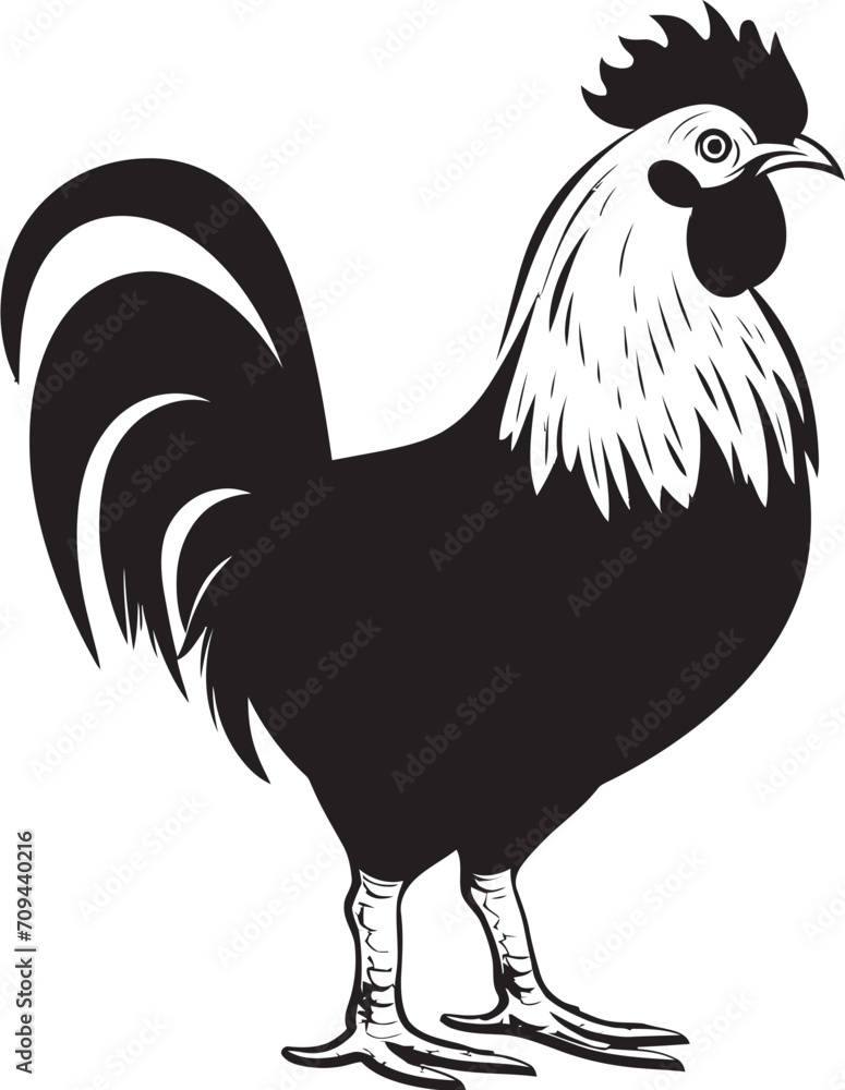 Eggquisite Elegance Chic Monochrome Chicken Emblem in Black Poultry Panache Elegant Black Icon with Vector Chicken Design