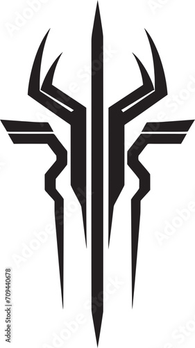 Binary Brilliance Sleek Cybernetic Symbol in Black Monochrome Robotic Rhythms Elegant Vector Logo Illustrating Cybernetic Evolution
