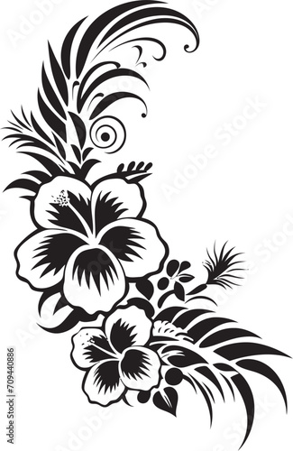 Blossom Bliss Sleek Black Logo Design with Decorative Corners Enchanting Entwines Chic Icon Highlighting Decorative Corners
